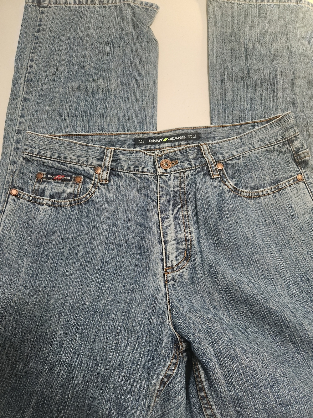 DKNY Jeans Light Blue Denim with Tan Leather Patch
